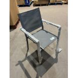 BRAND ENW SET OF 4 GREY METAL AND FABRIC OUTDOOR DINING CHAIRS R11-2