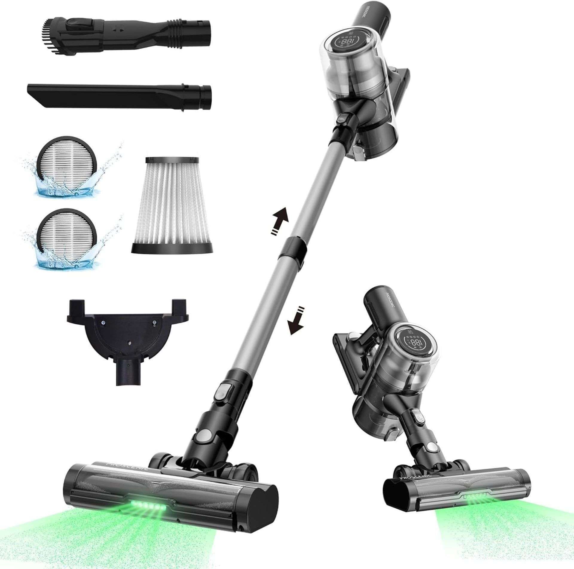 New & Boxed Proscenic P12 Cordless Vacuum Cleaner, 33Kpa Stick Vacuum Cleaner with Touch Display,