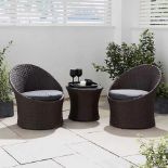 BRAND NEW LINEA 3 PIECE RATTAN EGG GARDEN SET, CONTEMPORARY OUTDOOR LIVING 3 PIECE SET FOR SUMMER