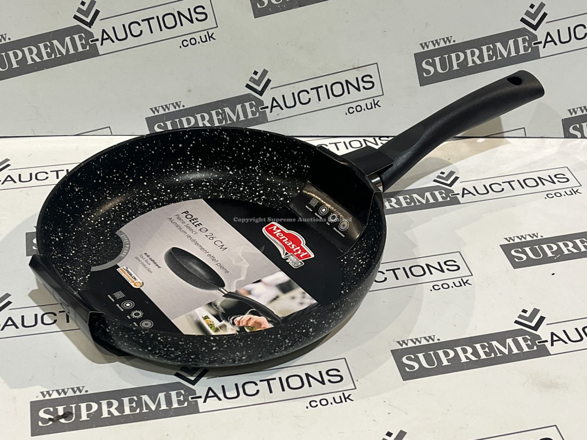 6 X BRAND NEW 26CM MARBLE DESIGN FRYING PANS R15-2