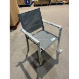 BRAND ENW SET OF 4 GREY METAL AND FABRIC OUTDOOR DINING CHAIRS R11-2