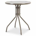 5 X BRAND NEW BARI STEEL BISTRO TABLES WITH GLASS TOPS R10-6