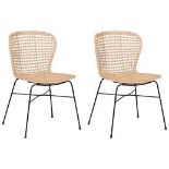 BRAND NEW SET OF 2 EMILIO RATTAN DINING CHAIRS RRP £279 PER SET, Crafted from natural rattan,