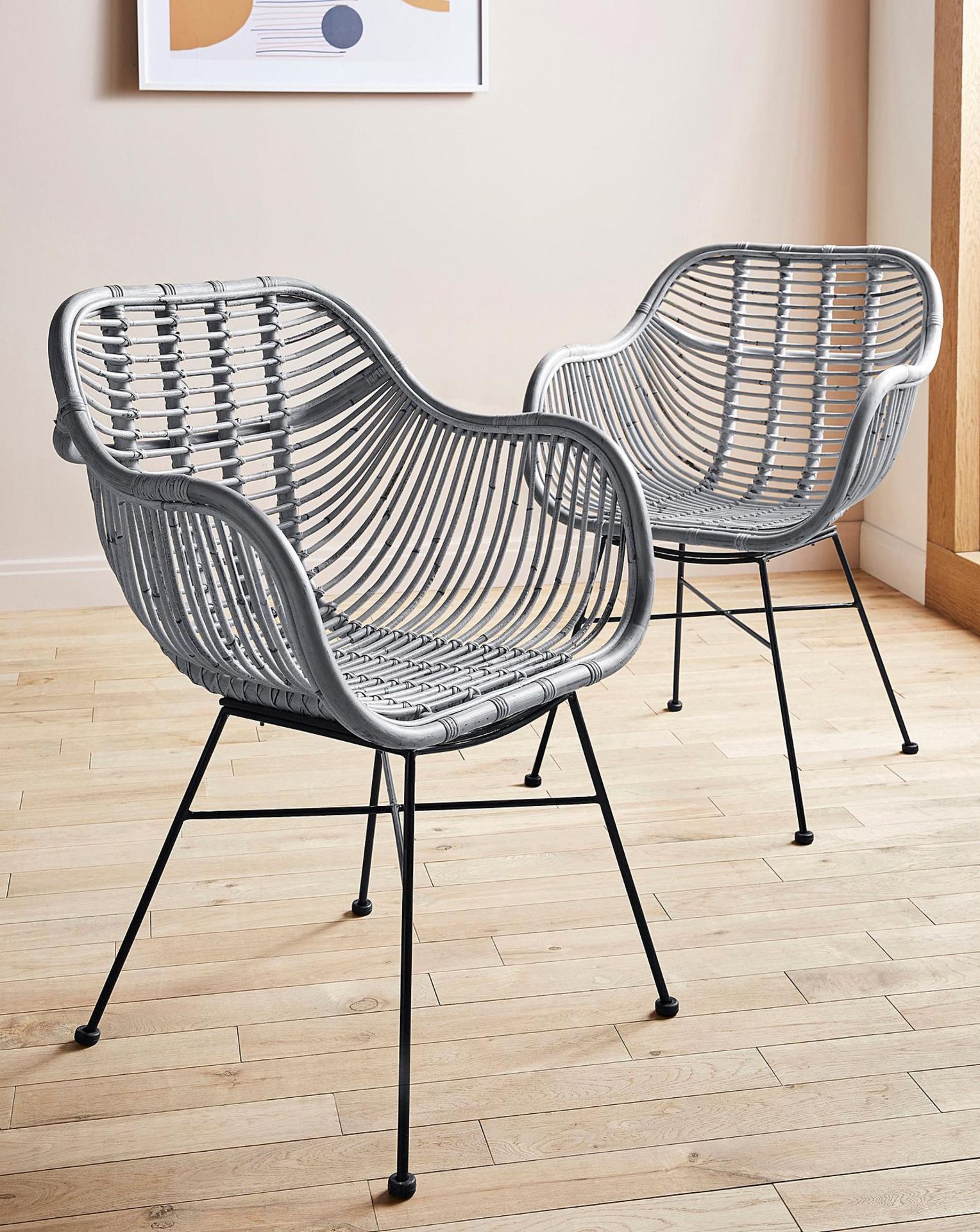 BRAND NEW SET OF 2 EMILIO RATTAN DINING CHAIRS RRP £279 PER SET, Crafted from natural rattan,