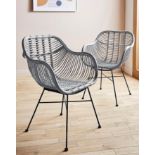 BRAND NEW SET OF 2 EMILIO RATTAN DINING CHAIRS RRP £279 PER SET, Crafted from natural rattan,