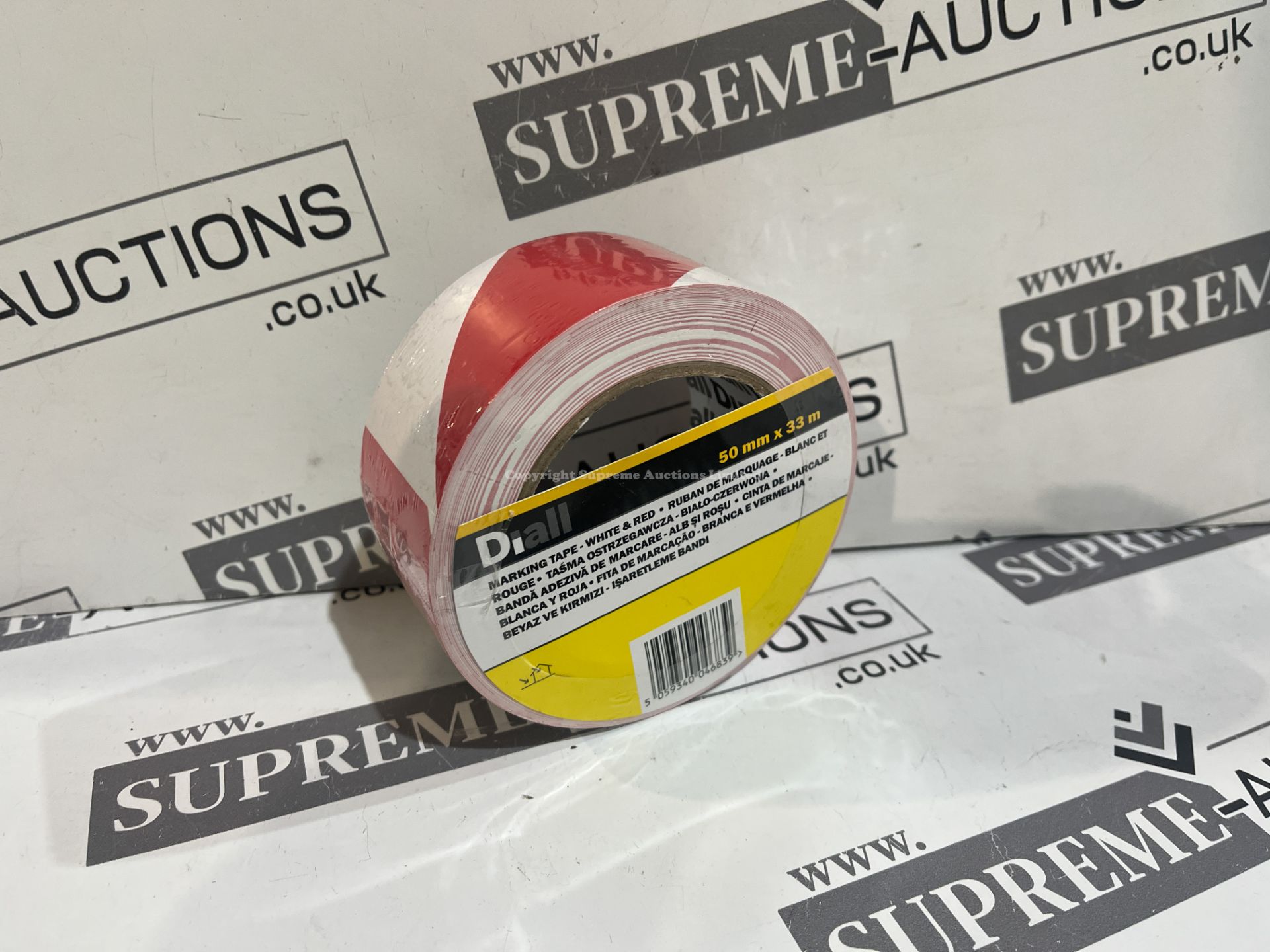 48 X BRAND NEW ROLLS OF DIALL MARKING TAPE WHITE AND RED 50MM X 33M R15-5