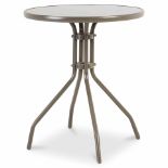 4 X BRAND NEW BARI STEEL BISTRO TABLES WITH GLASS TOPS R10-6