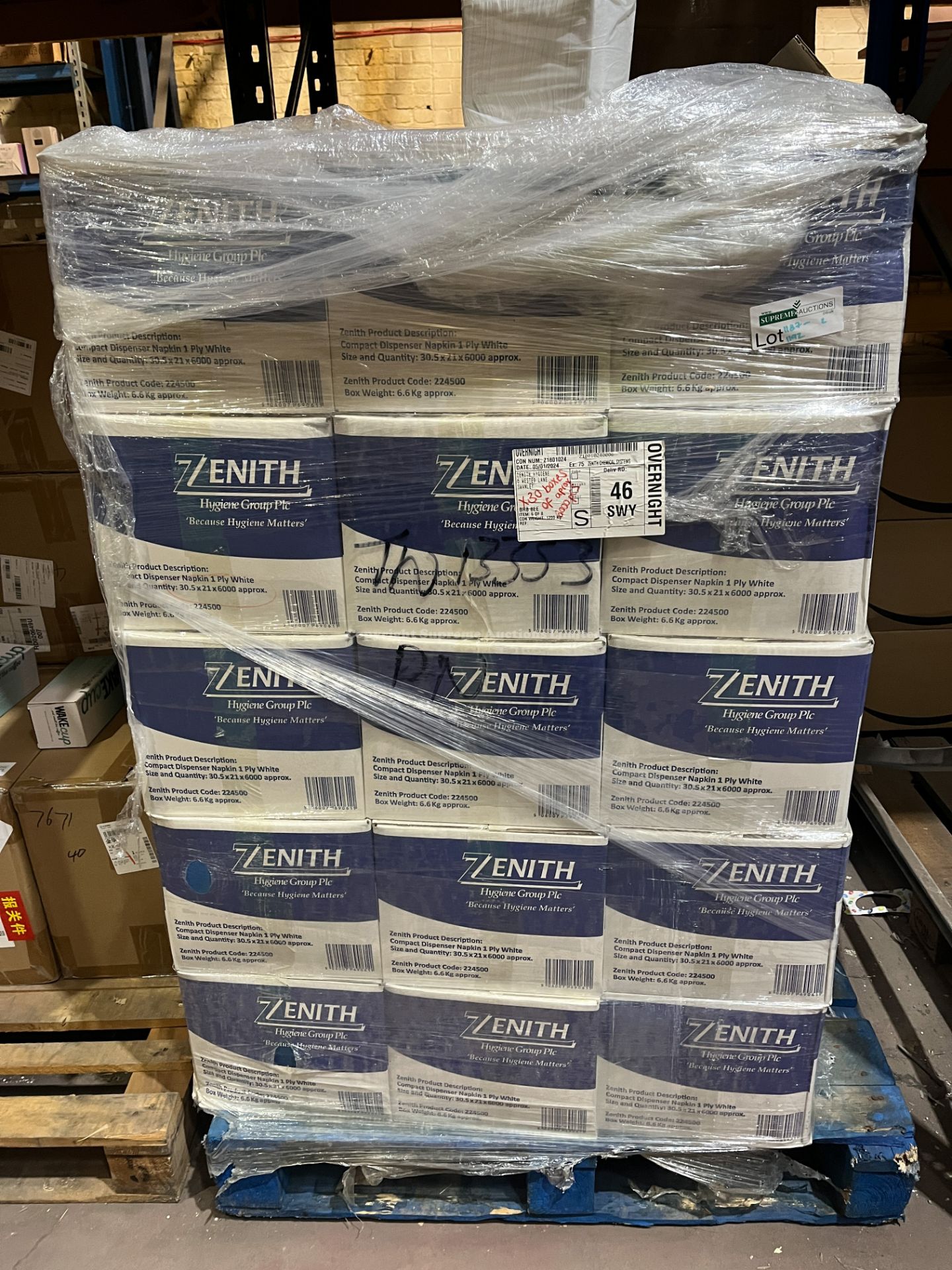 5 X BRAND NEW PACKS OF 6000 WHITE NAPKINS 30.5 X 21 R10-12