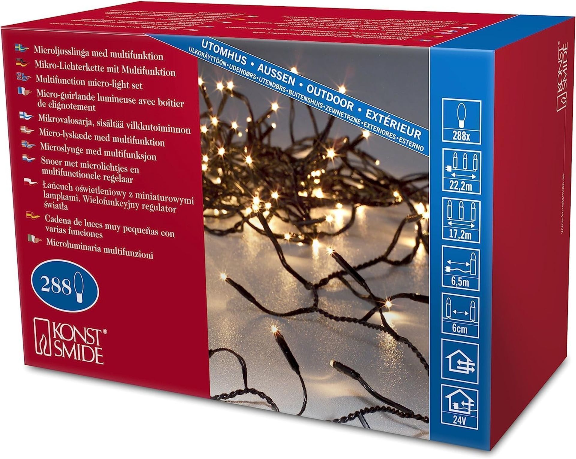 PALLET TO CONTAIN 144 x NEW BOXED SETS OF Konstsmide Outdoor Christmas Lights. RRP £39.85 PER BOX.