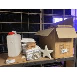 MIXED LOT ON 1 SHELF TO INCLUDE CERAMIC STARS, HORSE SHOE PICTURE FRAMES, ETC. (EBR7)