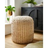 2x NEW & BOXED LUXURY WOVEN JUTE POUFFE - NATURAL. RRP £89 EACH. (R18-4)