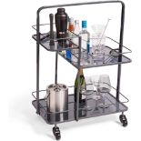 2 X BRAND NEW GRAPHITE DRINKS TROLLEY, 3 TIER STORAGE TROLLEY ON WHEELS RRP £99 EACH (1000353) R16.