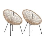 Acapulco Set of 2 PE Rattan Accent Chairs Natura 55/12l. - ER24. RRP £489.99. This 2-piece chair set