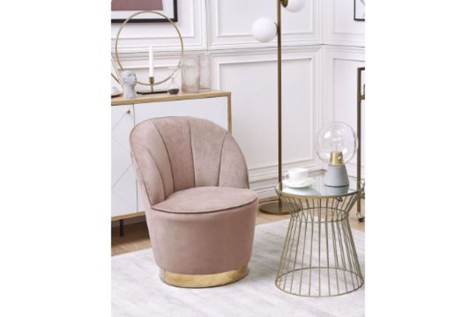 Alby Velvet Armchair Beige 52/12. - ER24. RRP £289.99. This beautifully shaped tub chair is a
