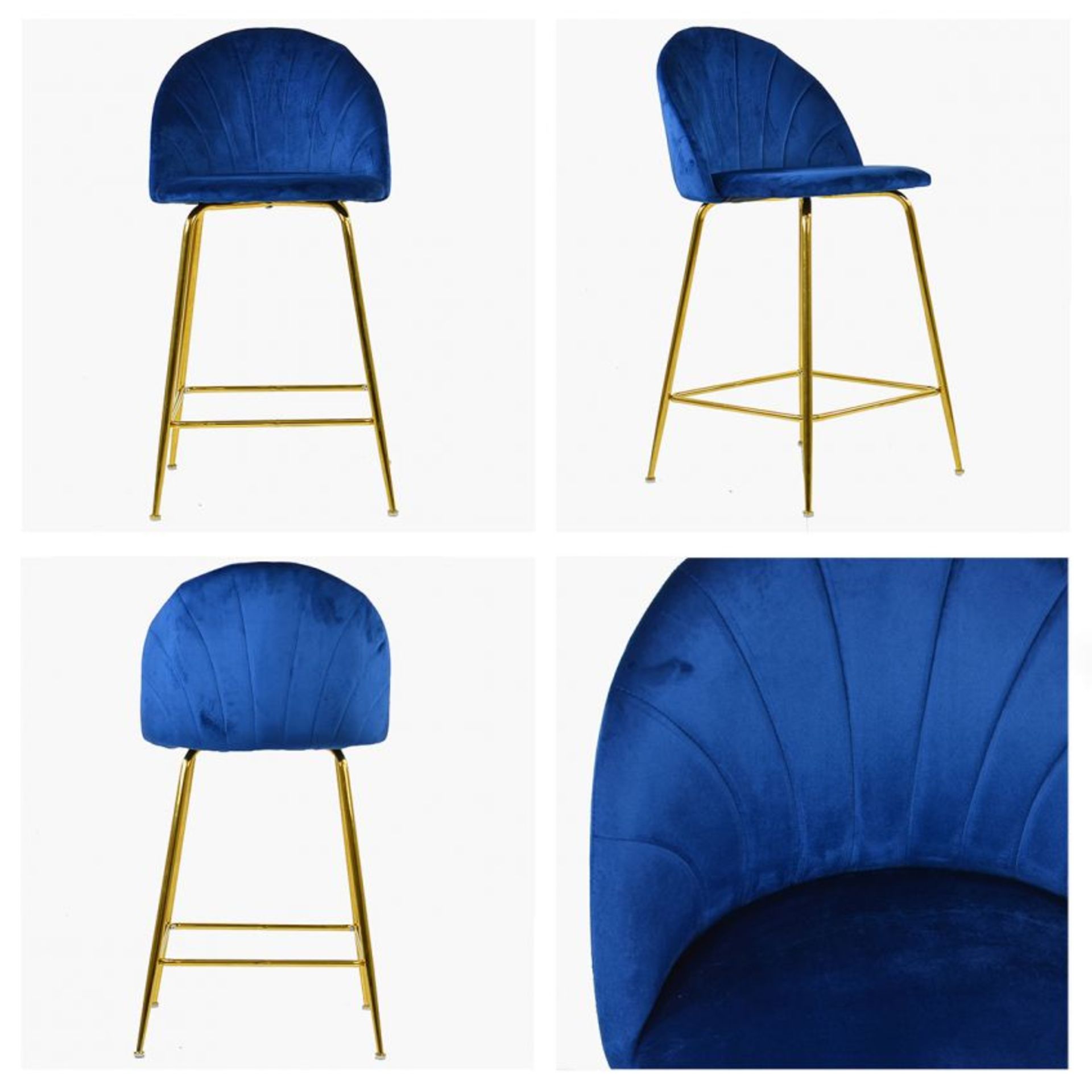 2 X BRAND NEW BLUE VELVET LUXURY STOOLS C3 (374)