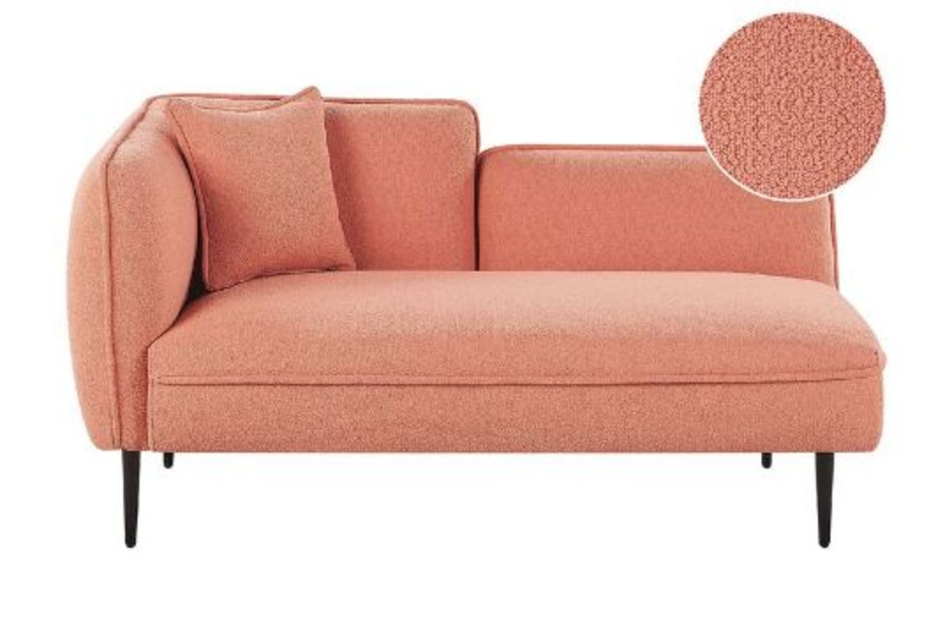 Chevannes Left Hand Boucle Chaise Lounge Peach Pink 2/12. - ER24. RRP £799.99. This elegant chaise