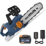 TRADE LOT 5 X NEW & BOXED BLUE RIDGE 25CM 18V Chainsaw with 4.0 Ah Li-ion Battery. RRP £119 EACH.