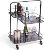 2 X BRAND NEW GRAPHITE DRINKS TROLLEY, 3 TIER STORAGE TROLLEY ON WHEELS RRP £99 EACH (1000353) R16.