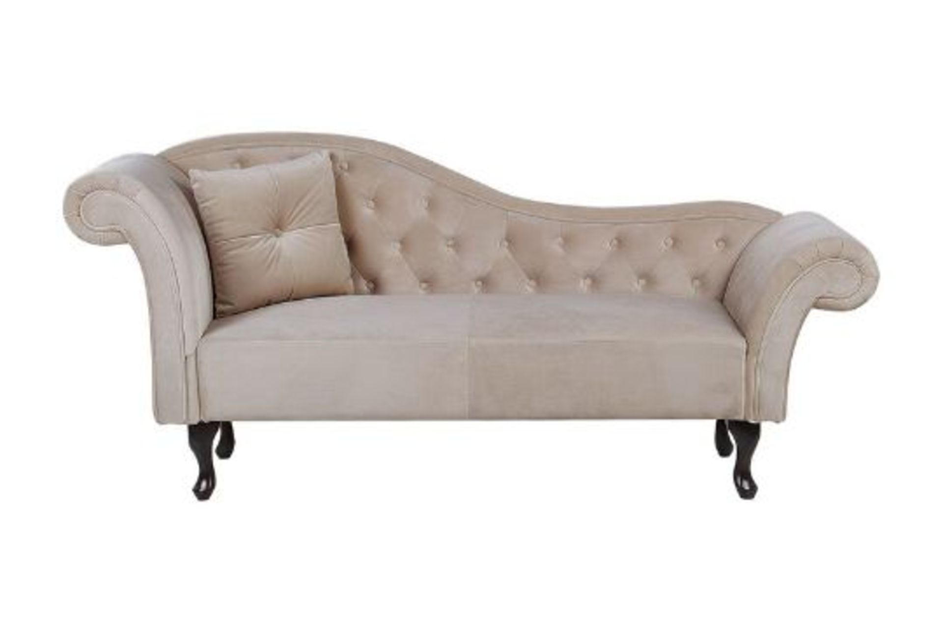 Lattes Left Hand Chaise Lounge Velvet Beige 32/12. - ER24. RRP £919.99. This classic chaise lounge