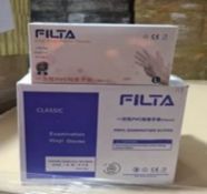 700 X BRAND NEW PACKS OF 100 FILTA MEDIUM VINYL CLEAR GLOVES (powder free) EXP MARCH 2025