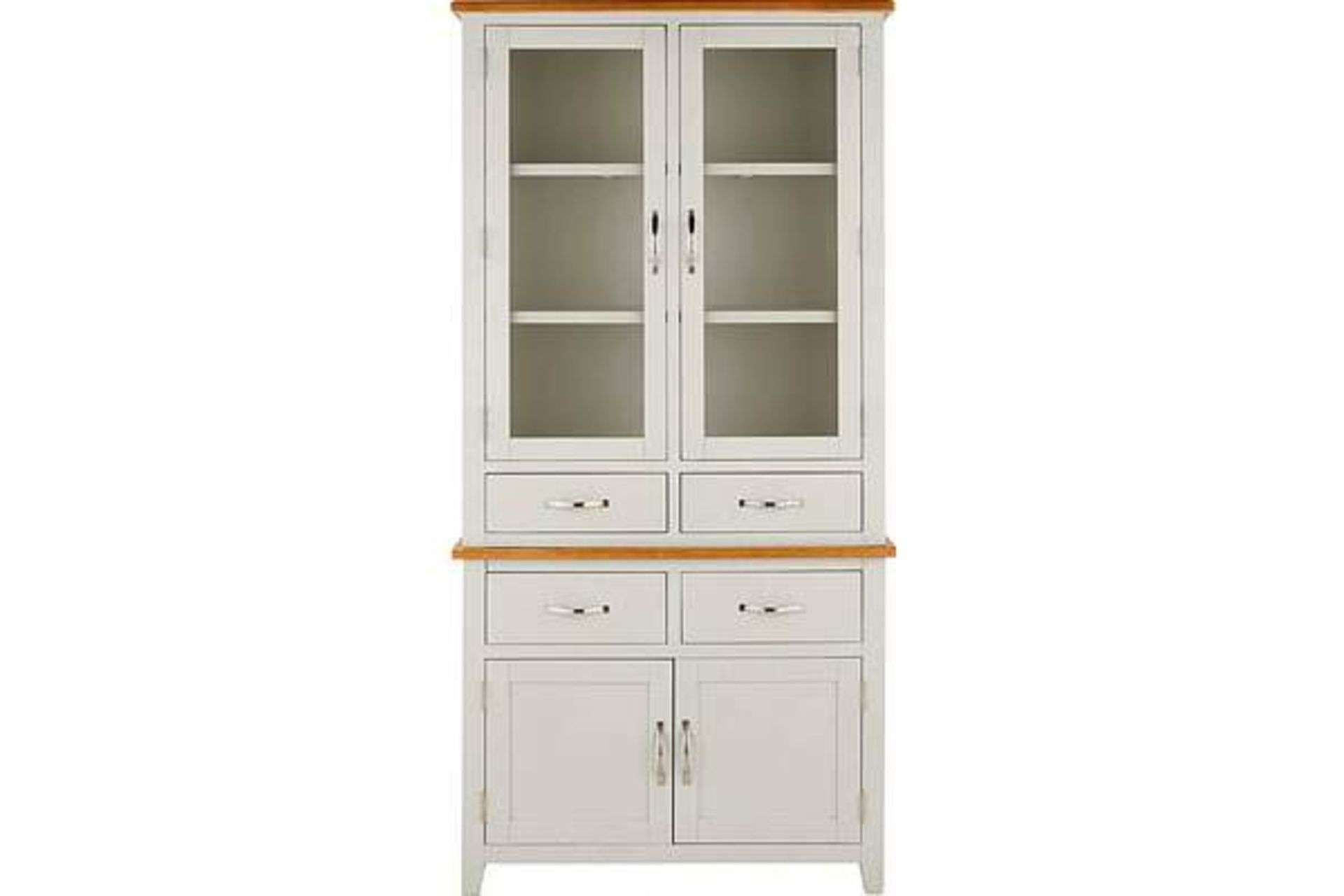 NEW & BOXED Norfolk Two Tone Oak and Oak Veneer Tall Display Unit. GREY/OAK. RRP £629 EACH. - Bild 2 aus 2