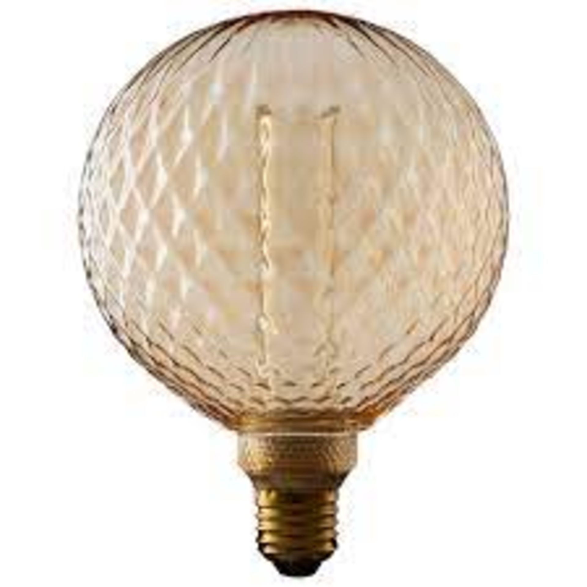 50 X BRAND NEW TCP VINTAGE LIGHTING RIBBED GLOBE WITH AMBER GLASS AND A WARM WHITE GLOW 120LM 2.5W - Image 2 of 3