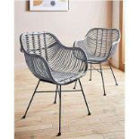 NEW & BOXED PAIR OF EMILIO DINING CHAIRS - GREY (R18-8)