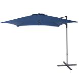 New & Boxed Luxury 2.5m Sand Overhanging Parasol- Blue. This square overhanging parasol provides