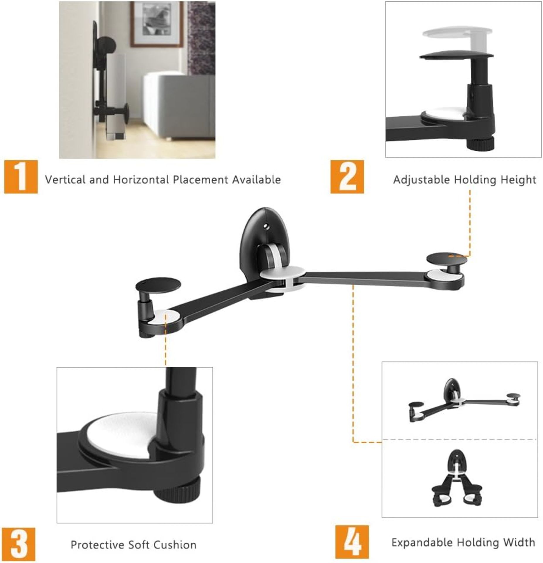 15 X BRAND NEW Flotating Wall Bracket, Wall Mounting Bracket with Adjustable Clamps for XBOX, - Bild 2 aus 2