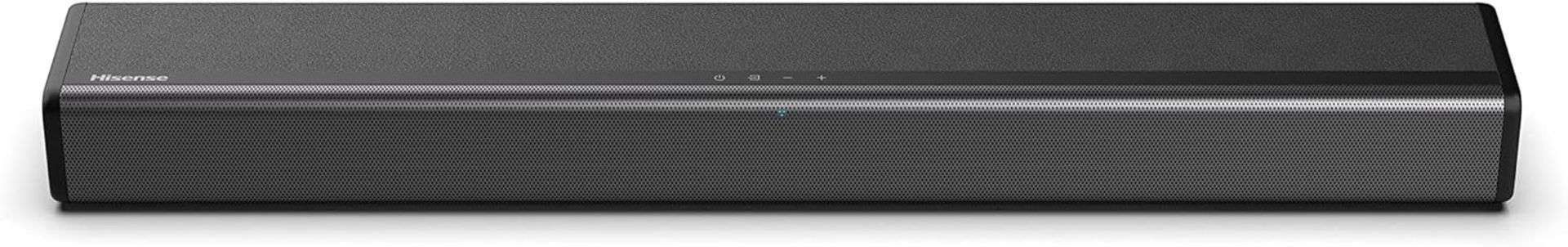 Hisense HS214 2.1Ch All- In-One 108W Soundbar with Built-In Subwoofer, Black, Compact Design, AUX,