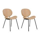 Luana Set of 2 Faux Leather Dining Chairs Sand Beige 74/12. - ER23. RRP £199.99. Add some flair