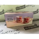 18 X BRAND NEW SETS OF YOURS AND MINE MUGS APW