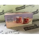 18 X BRAND NEW SETS OF YOURS AND MINE MUGS APW