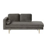 Miramas Left Hand Velvet Chaise Lounge Grey 63/12. - ER24. RRP £689.99. A mix of tradition and