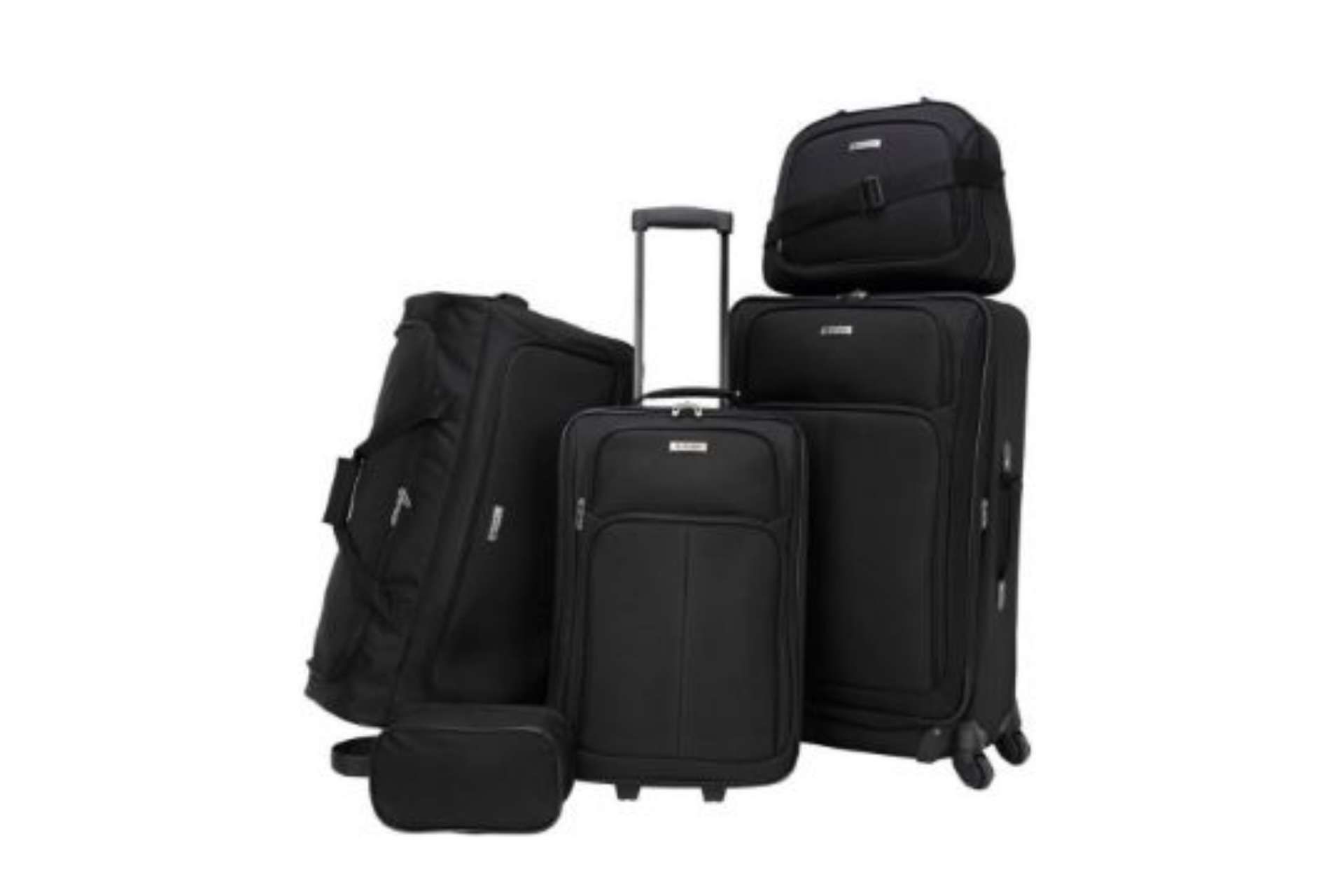 New Set OF TAG Ridgefield Black 5 Piece Softside Luggage Set. RRP $300 R5.7. This classic set from