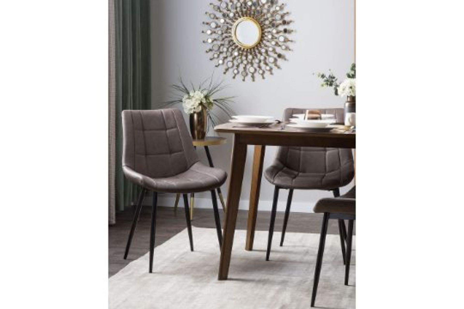 Melrose Set of 2 Faux Leather Dining Chairs Brown 58/12. - ER24. RRP £219.99. Bring an upscale