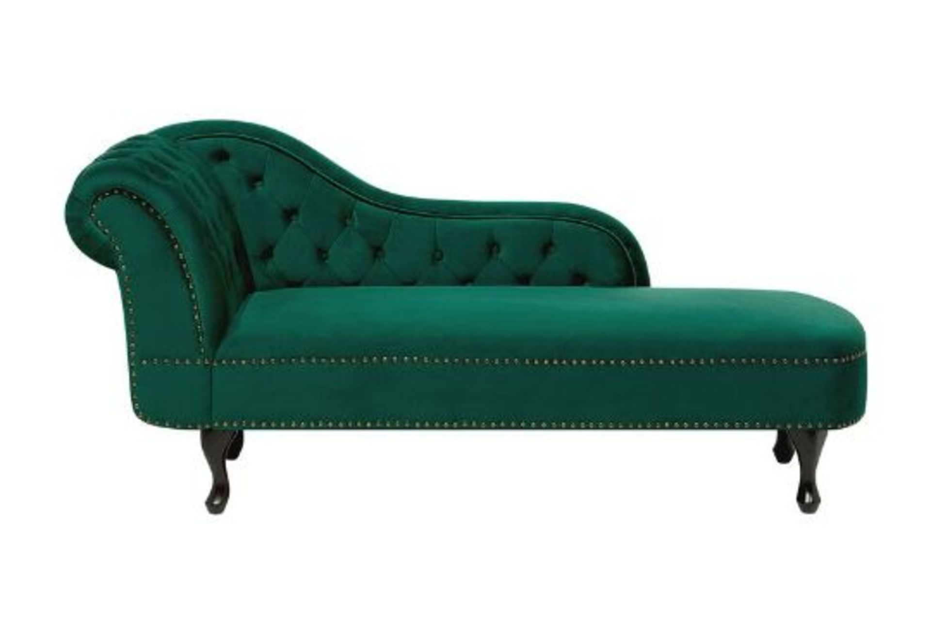 Nimes Left Hand Chaise Lounge Velvet Green 62/12. - ER24. RRP £699.99. The marvellous chaise