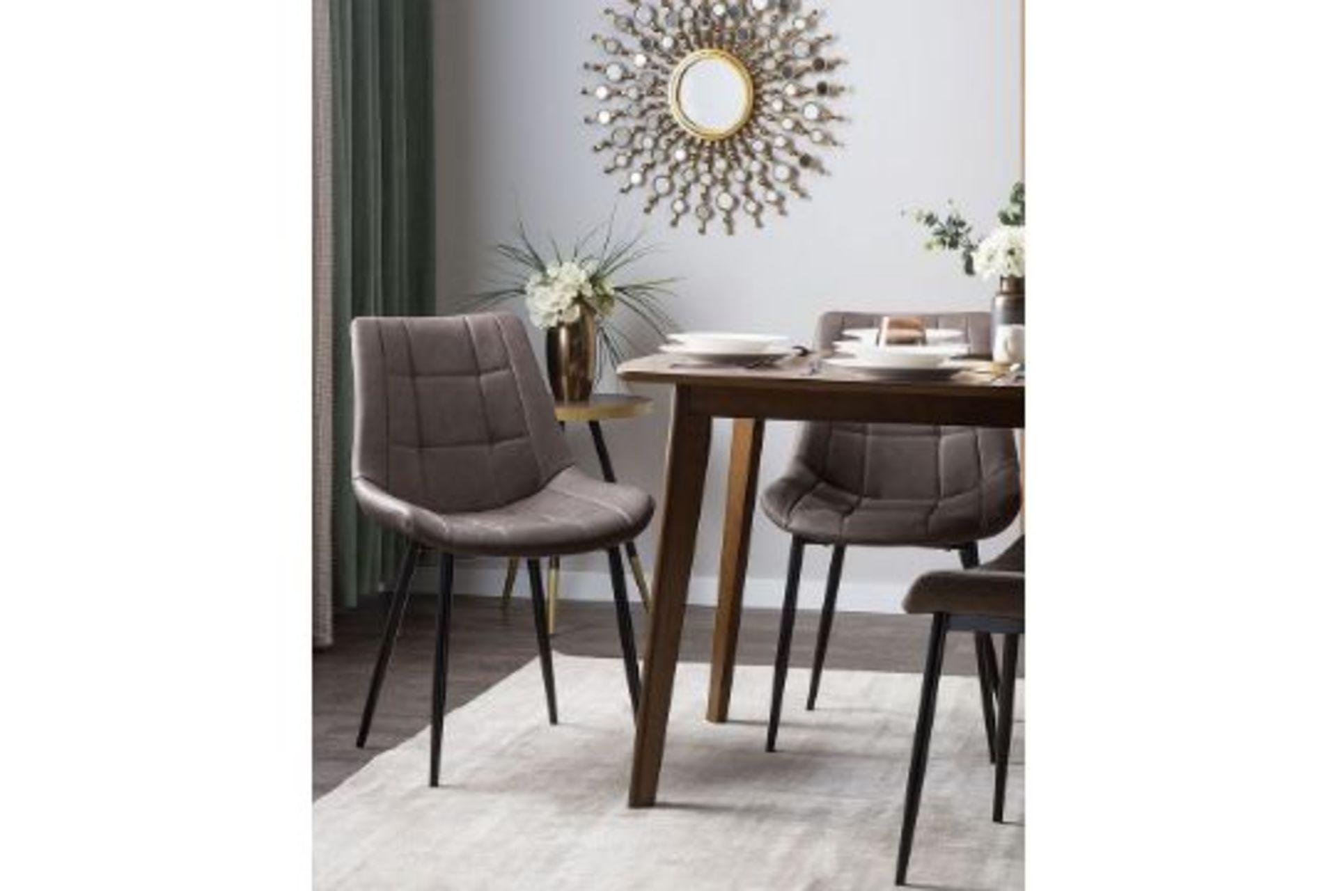 Melrose Set of 2 Faux Leather Dining Chairs Brown 57/12. - ER24. RRP £219.99. Bring an upscale