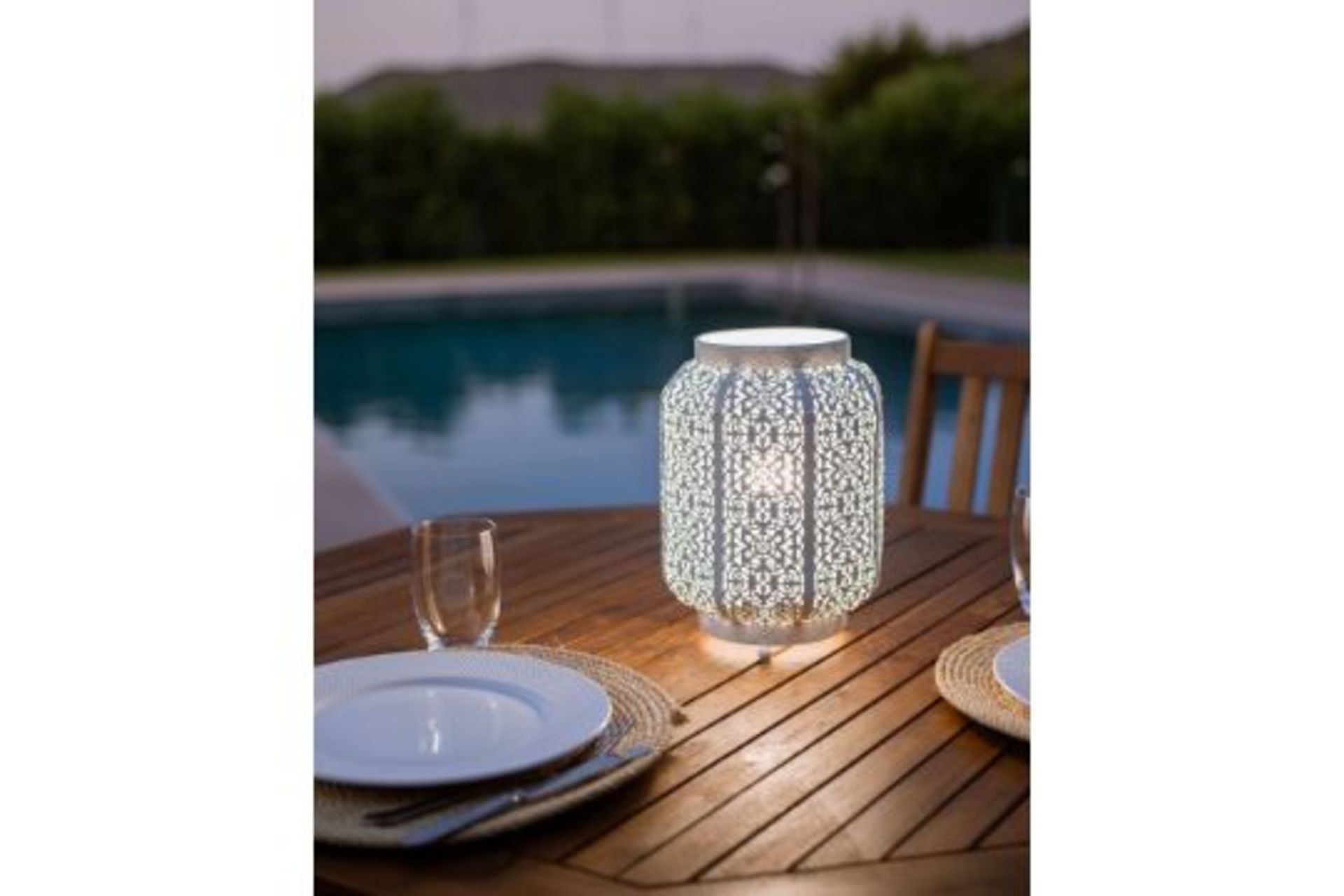 Somes Moroccan Lantern Table Lamp White 42/12. - ER24. RRP £99.99. This ambient lamp complements any