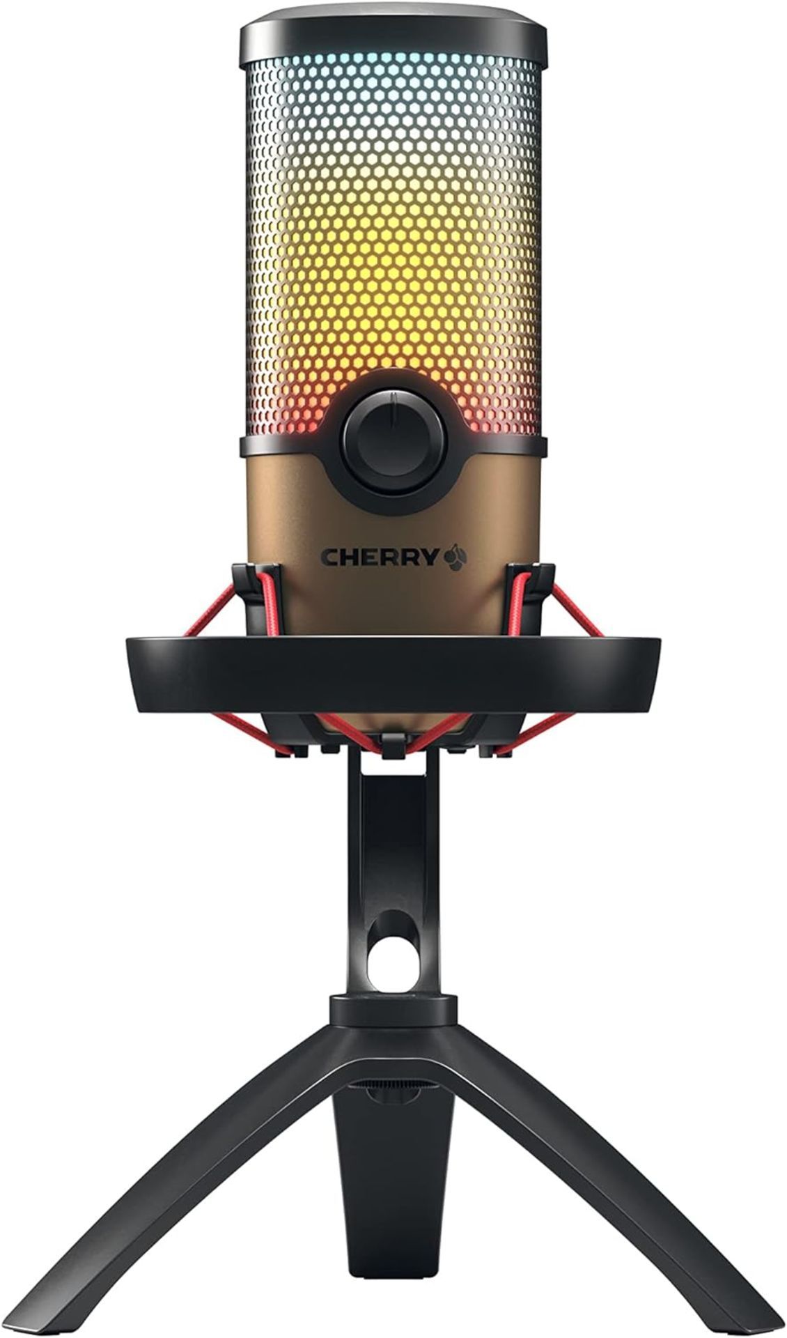 NEW & BOXED CHERRY UM 9.0 Pro RGB Black USB Desk Microphone with Shock Mount. RRP £127.99. The