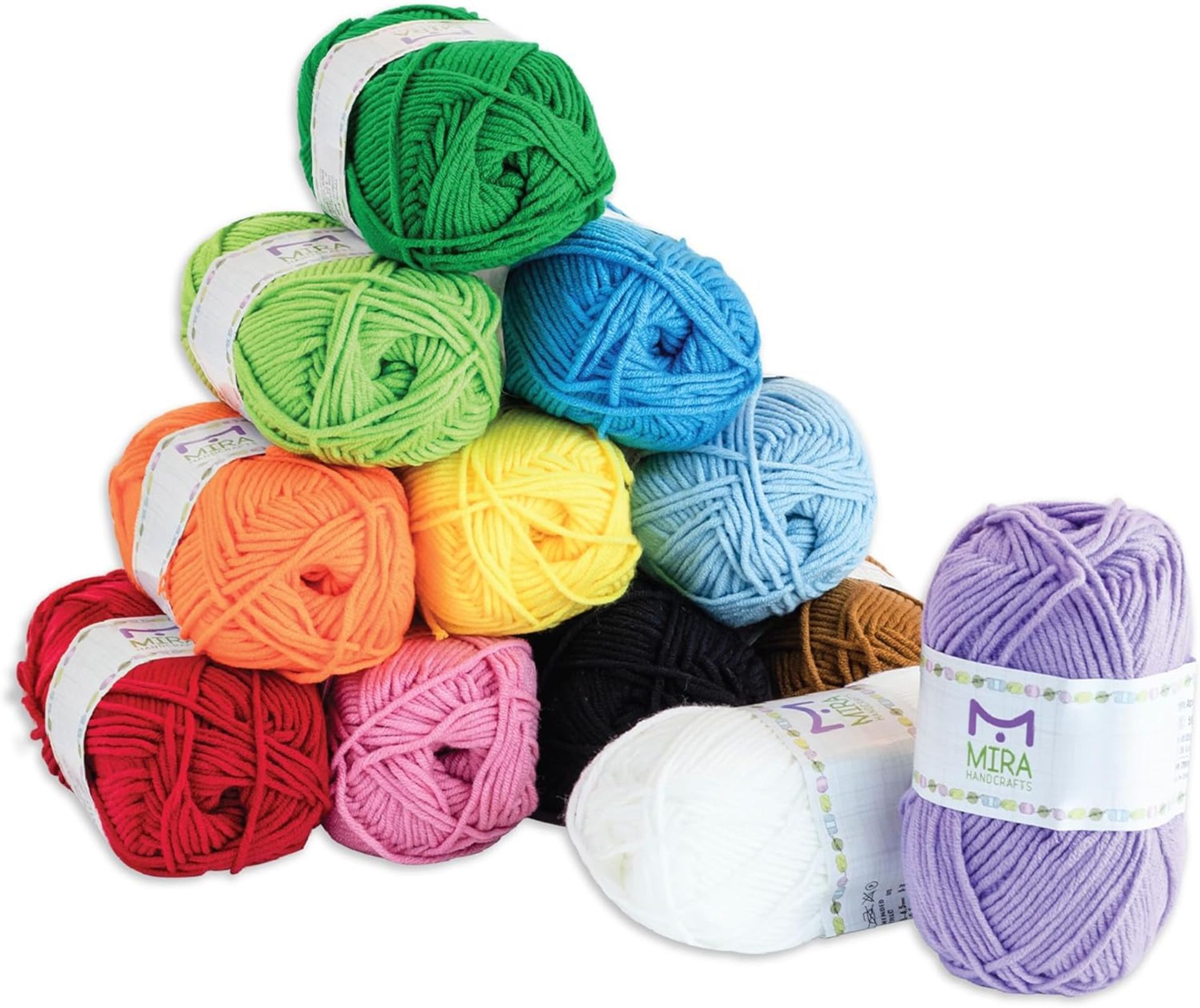 10 X BRAND NEW SETS OF 20 ASSORTED MIRA HANDCRAFTS ROLLS OF YARN R1.10