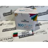 6 X BRAND NEW PACKS OF 100 CONSORTIUM ASSORTED DRY WIPE MARKERS S1/R16