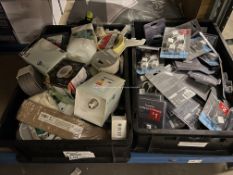 LARGE MIXED LOT IN 2 TRAYS TO CONTAIN LIGHT CONNECTORS, ASSORTED DIY ETC. (S2-2)