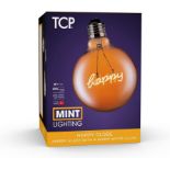 50 X Brand new TCP 120L E27 G125 Happy Globe LED Warm White Light Bulb, Clear rrp £26 Each (