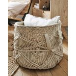 3x NEW & BOXED MACRAME STORAGE BASKETS - NATURAL (R18-6)