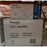 700 X BRAND ENW PACKS OF 100 PREEMA MEDIUM VINYL CLEAR GLOVES (powder free) EXP JUNE 2023