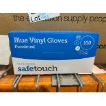 20 X BRAND ENW PACKS OF 100 SAFETOUCH BLUE VINYL GLOVES POWDERED SIZE MEDIUM BLUE EXP APRIL 2027