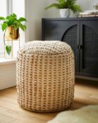 3 X BRAND NEW NATURAL WOVEN JUTE POUFFES R18-4