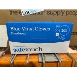 20 X BRAND ENW PACKS OF 100 SAFETOUCH BLUE VINYL GLOVES POWDERED SIZE MEDIUM BLUE EXP APRIL 2027