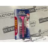 60 x NEW SEALED PACKS OF SUPER-MAX FOR WOMEN KWIK 3 TRIPLE BLADE SHAVING SYSTEM SHAVING SETS.